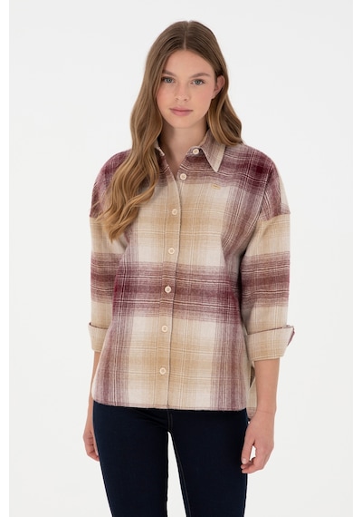 U.s. Polo Assn. Kadın Bordo Gömlek Desenli 50297439-vr014 Bordo