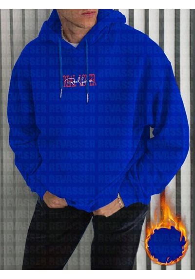 Startmore Mavi Unisex Oversize Real Lover Baskılı Bol Kesim Kapşonlu Şardonlu