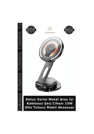 Delux Serisi Metal Araç İçi Kablosuz Şarj Cihazı 15w Ofis Tutucu Mobil Aksesuar