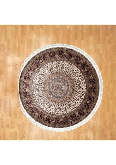 Tebriz Desenli 200 X 200 Yuvarlak İpek Halı Çok Renkli