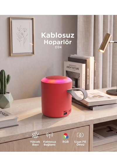 Bluetooth Hoparlör Sd Usb Destekli Taşınabilir Speaker D24