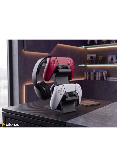 3'lü Oyun Aksesuar Standı Çift Gamepad Ve Kulaklık Tutucu