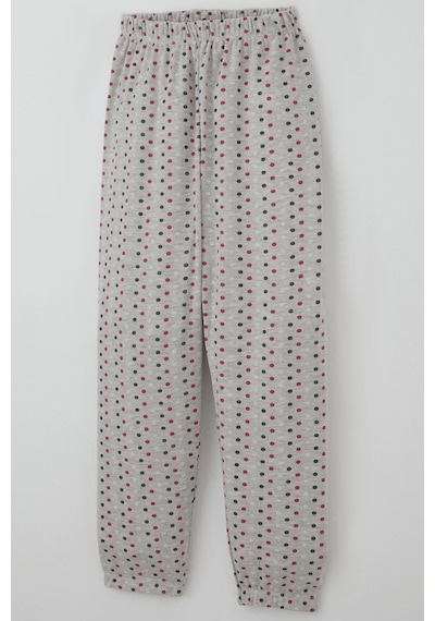Breeze Kız Çocuk Pijama Takımı Renkli Puantiye Desenli 4-8 Yaş, Açık Gri Melanj Açık Gri Melanj