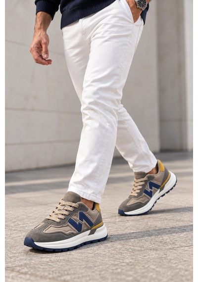 In Step Sandria Kahve Deri Ve Süet Detaylı Kalın Tabanlı Erkek Sneakers Ayakkabı