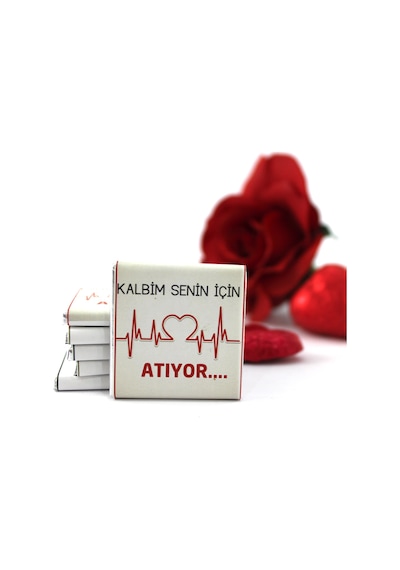 Dark Brown KALBİM SENİN İÇİN ATIYOR Yazılı Madlen Çikolata Bitter ve Sütlü 72 Adet