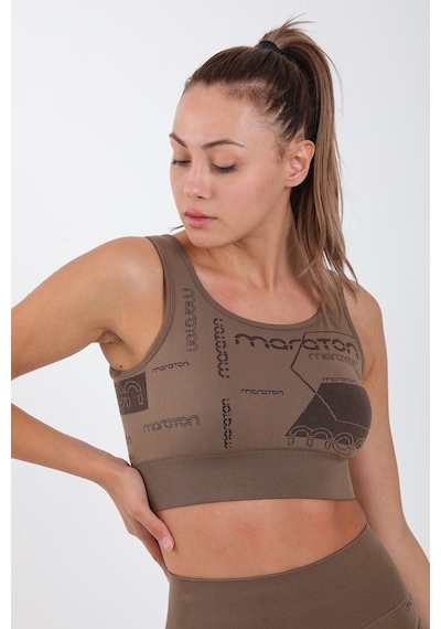 Maraton Active Slimfit Kadın Atlet Yaka Kolsuz Koşu Kakao Bra 813065-Kakao