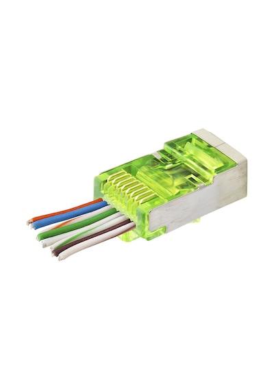 Cat6e Ez Rj45 Metal Konnektör 100 Adet Plastik Kutu - Yeşil Nd2417 Şeffaf
