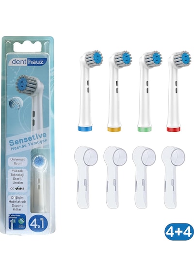 Sensetive - Ekstra Yumuşak Oral-b Uyumlu Diş Fırçası Başlığı + Fırça Koruma Kapağı