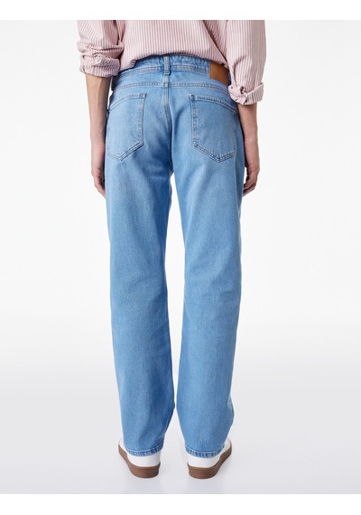 Koton Normal Bel Pamuklu Straight Fit Jean Pantolon - Mark Jean Orta İndigo 6sam40208nd