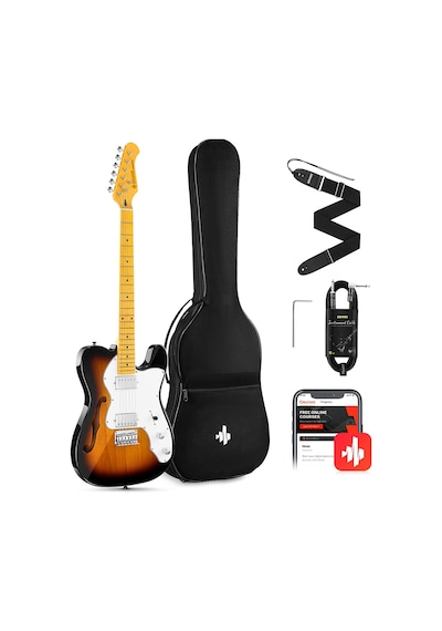 Donner DJC-1000S TL Thinline F Hole Elektro Gitar Paketi (Sunburs