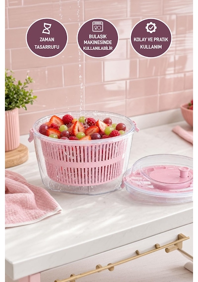 Selka Home Salata Kurutucu 4.4 Lt Pembe