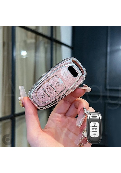 Audi A1 A3 A4 A5 A6 A7 A8 Q3 Q5 Q7 S4 S5 S6 S7 S8 R8 Tt Elmas Kesim Tpu Anahtar Kılıfı Pembe