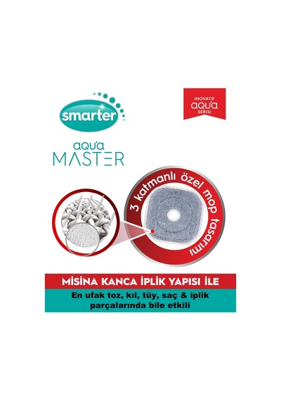 Aqua Master 6 Yedek Mop Temiz & Kirli Suyu Ayırma Özelliği Otomatik Temizlik Seti Mop Paspas