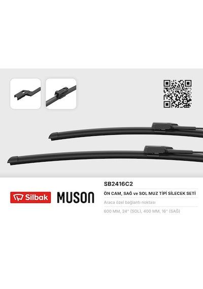 Sılbak Sb2416c2 Silecek Süpürgesi 600/400mm Muz Tipi Cıtıgo-rapıd-leon Iıı-toledo-polo Vı 11 10/11 - P308 07-21 P408 07-22 -astra 10-21 -ds 4 10-21 Üniversal 1 Takım