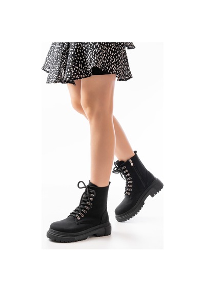 812-2121 Siyah Zümrüt Bağcıklı Fermuarlı Günlük Kadın Bot Acı Kahverengi