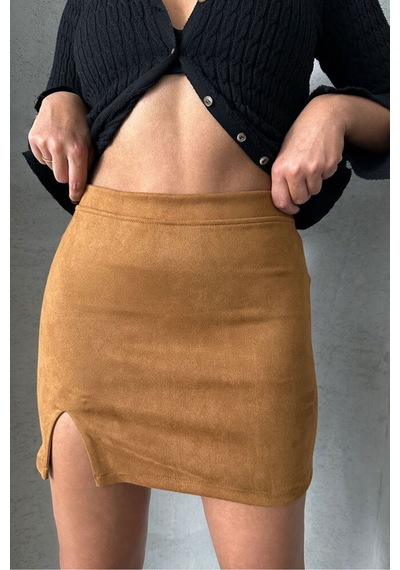 Verymoda Süet Mini Etek - F1573 Taba
