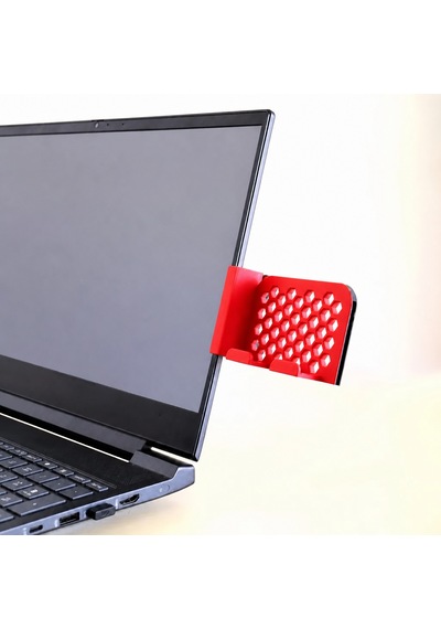 3d Baskı Monitor Telefon Tutucu - Petek Desenli Laptop Kenar Telefon Tutucu-kırmızı Diğer