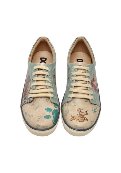 Kadın Vegan Deri Yeşil Sneakers - Sleeping Dogs Tasarım Çok Renkli