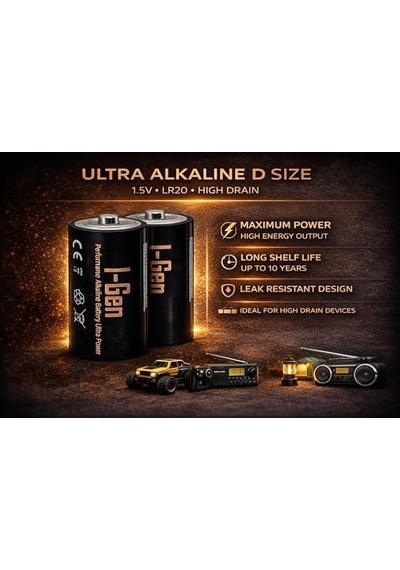 I-gen Batteries Lr20 Ultra Alkalin D Boy Pil 1.5v Büyük Boy Pil 2, 2&apos Li Paket