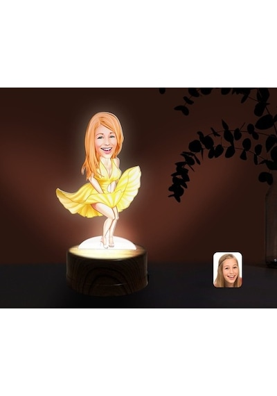 Kişiye Özel Marilyn Monroe Karikatürlü Dekoratif 3D Biblo Led Işı