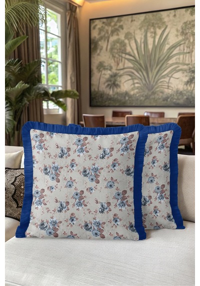 Vintage Çiçek Saçaklı Yastık Kılıfı - Nostaljik Floral Krem Mavi Lacivert Püsküllü Kırlent Kılıfı Puslu Vadi Mira Vintage Çiçek Saçaklı Yastık Kılıfı - Nostaljik Floral Krem Mavi Lacivert Püsküllü Kırlent Kılıfı Puslu Vadi Mira