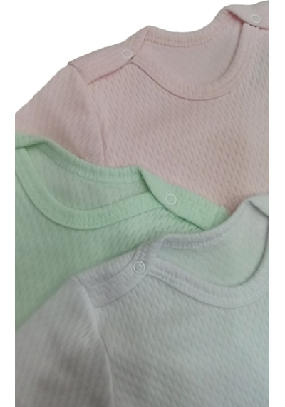 özdemirli bebe Uzun Kollu Çıtçıtlı Badi Bisiklet Yaka Body Hava Alır Kumaş Düz Renk Zıbın (4lü Paket) 0-48 Ay Arası