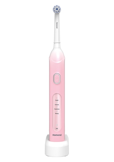 Homend Brushboss 4701h 4 Modlu 21 Gün Kullanım Süreli Akıllı Zamanlayıcılı Şarjlı Diş Fırçası Pembe Şarjlı