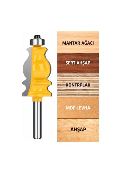 Dekoratif Kenar Profil Freze Ucu Rulmanlı 8x24x41x90 Mm