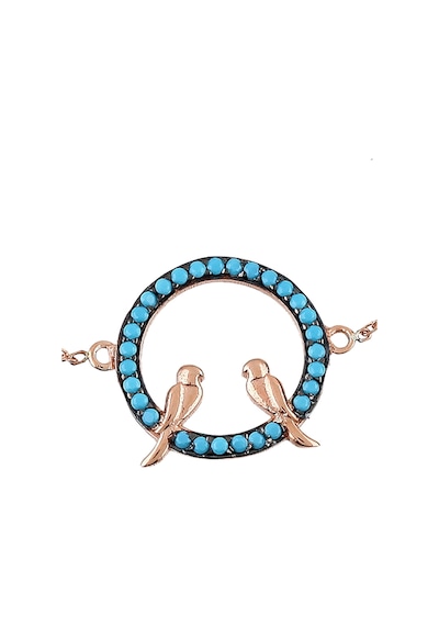 Kadın 925 Ayar Gümüş Firuze Taşlı Sevda Bileklik B022101 Rose Gold