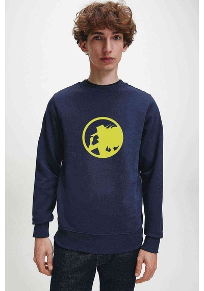 Carmen Sandiego Logo Blue Side Baskılı Indigo Erkek Sweat