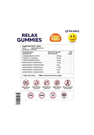 Relax 5-htp 200 Mg + Sam-e 25 Mg 60 Gummies