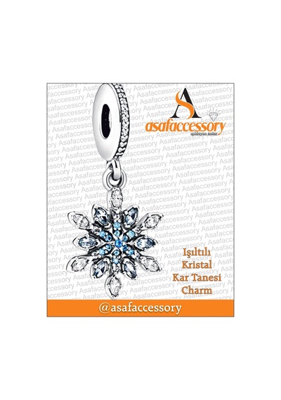 Işıltılı Kristal Kar Tanesi Charm Gümüş