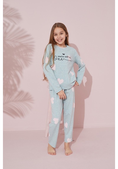 Siyah İnci Pamuklu Örme Pijama Takım 24241074 Yeşil
