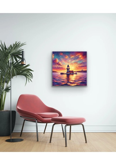 Kız Kulesi Kanvas Tablo 90x90cm Çok Renkli