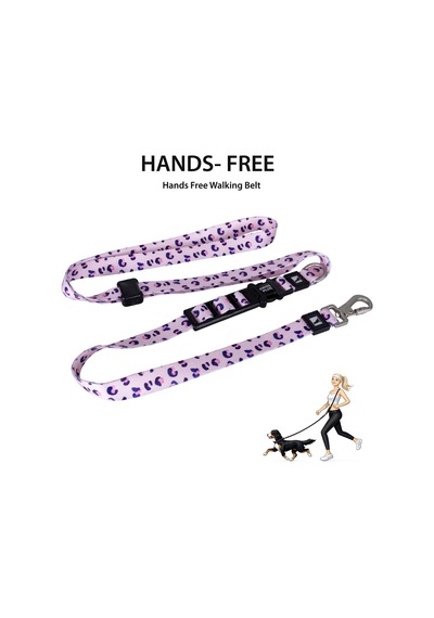 Patterned Recycled Hands Free Leash Pembe - Pudra