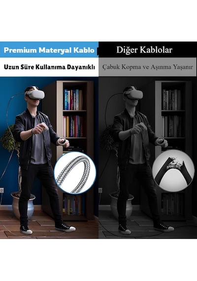 Cosmostech Oculus Quest 1/2 Uyumlu USB 3.2 To Type-C Data Aktarım ve Şarj Kablosu 3 Metre