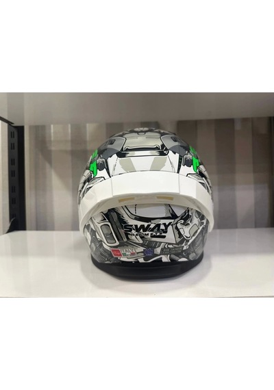 Sway Sw 850 Motosiket Kaskı Beyaz - Yeşil