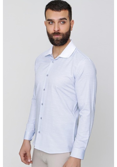 Efor G 1491 Slim Fit Koyu Mavi Spor Gömlek Mavi