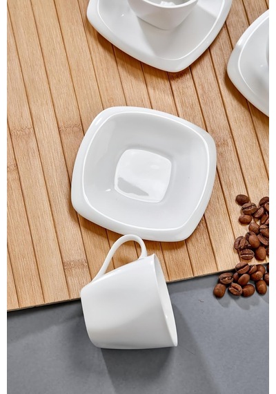Safir 90 Ml 6 Kişilik Porselen Kahve Fincan Takımı, Beyaz, Ckr3300 Diğer