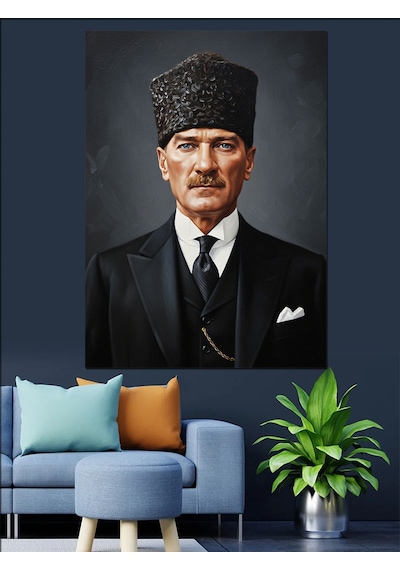 Ciddi Atatürk Portresi Tablosu Dekoratif Kanvas - Mdf Ahşap Tablo