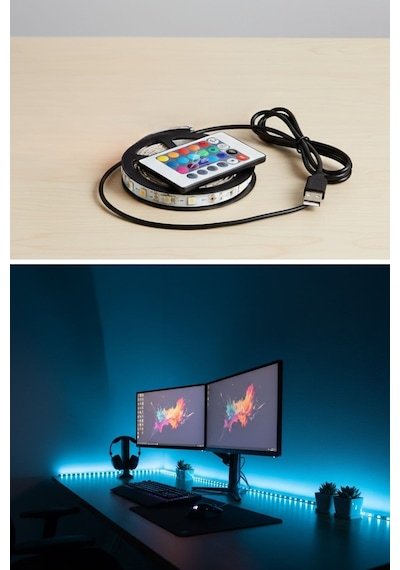 2 Metre Kumandalı Usb Led Şerit Işık Renk Ayarlı Dekoratif Ortam Ve Ambiyans Aydınlatması Diğer