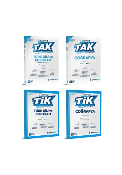 Eğitim Vadisi 2025 9. Sınıf Edebiyat + Coğrafya Tak Tam Anlatım + Tik Tam İzleme Seti 4 Kitap