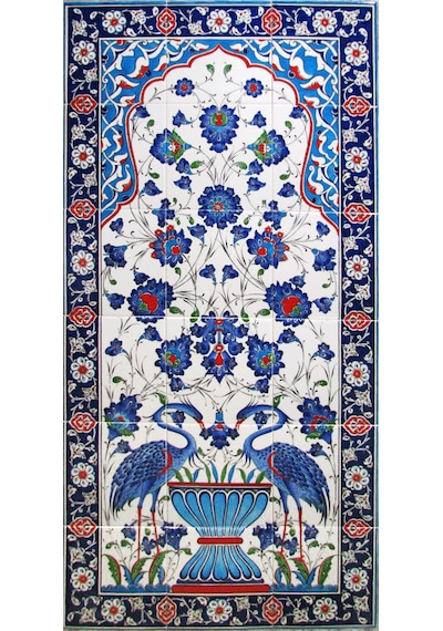 Armada Çini 60x120 Cm Ed 619 Kuşlu El Dekoru Çini Pano
