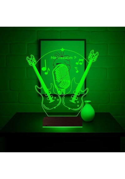 Luvivia Elektro Gitar Gitarist Rock Müzik Kişiye Özel 3d Lamba - Masa Gece Lambası V1 Şeffaf