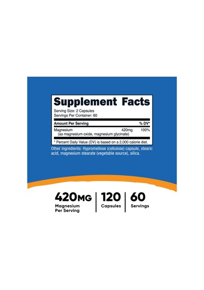 Nutricost Magnesium+ Extra Strength 420mg, 120 Capsules - 60 ...