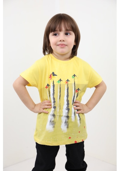 Toontoy Kids Toontoy Erkek Çocuk Jet Baskılı Tişört Sarı