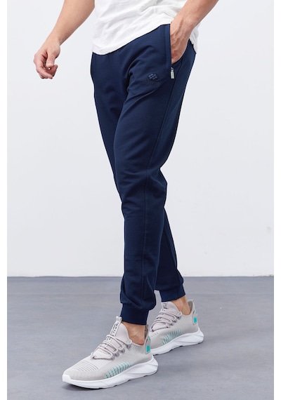 Tommy Life İndigo Fermuar Cepli Dar Kalıp Jogger Erkek Eşofman Alt - 84343 İndigo
