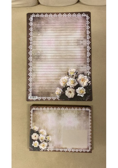 Çiçek Desenli Mektup Kağıdı Ve Zarf Seti - 10 Farklı Tasarım Vintage & Modern Floral Yazışma Seti
