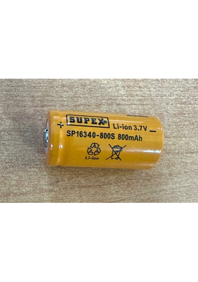 Supex 16340-800ma 3.7 Volt Başlıklı Pil