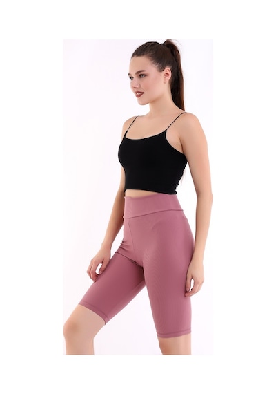 Self Clothing Kadın Gül Kurusu Yüksek Bel Fitilli Dayanıklı Örme Kumaş Toparlay (548212938)